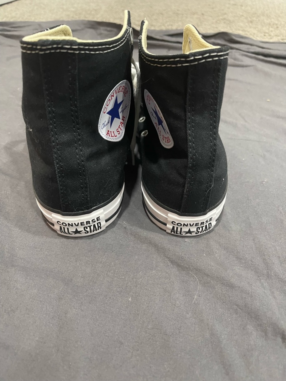 High-Top Canvas Sneakers in Black with White Accents - Picture 2 of 9